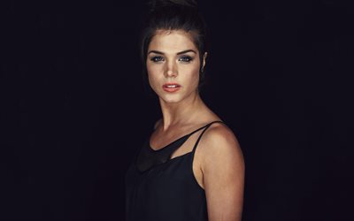 Marie Avgeropoulos, 4K, l&#39;actrice Canadienne, shooting photo, robe noire, maquillage, belle femme, actrice d&#39;Hollywood, &#233;tats-unis