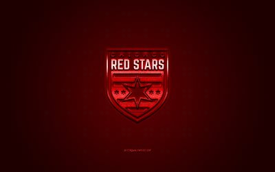 Chicago Red Stars, American soccer club, NWSL, red logo, red carbon fiber background, National Womens Soccer League, football, Chicago, USA, Chicago Red Stars logo