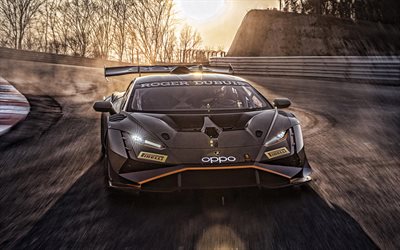 2021, Lamborghini Huracan Super Trofeo EVO2, 4k, vue de face, voiture de course, tuning Huracan, supercars italiennes, Lamborghini