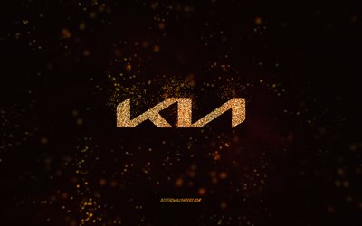 kia-glitter-logo, 4k, schwarzer hintergrund, kia-logo, gold-glitter-kunst, kia, kreative kunst, kia-gold-glitter-logo