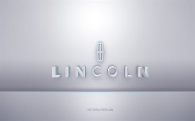 Lincoln 3d valkoinen logo, harmaa tausta, Lincoln logo, luova 3d taide, Lincoln, 3d tunnus
