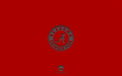 Alabama Crimson Tide, punainen tausta, amerikkalainen jalkapallojoukkue, Alabama Crimson Tide -tunnus, NCAA, Alabama, USA, amerikkalainen jalkapallo, Alabama Crimson Tide -logo