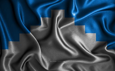 Akershus flag, 4k, silk wavy flags, norwegian counties, Flag of Akershus, fabric flags, 3D art, Akershus, Europe, Counties of Norway, Akershus 3D flag, Norway