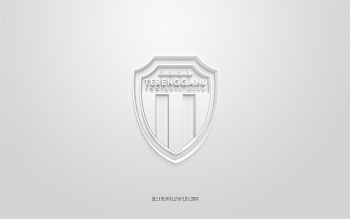 Terengganu FC, yaratıcı 3D logo, beyaz arka plan, 3d amblem, Malezya Futbol Kul&#252;b&#252;, Malezya S&#252;per Ligi, Terengganu, Malezya, 3d sanat, futbol, Terengganu FC 3d logo