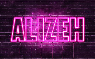 Alizeh, 4k, wallpapers with names, female names, Alizeh name, purple neon lights, Happy Birthday Alizeh, popular arabic female names, picture with Alizeh name