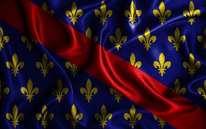 Bandiera Bourbonnais, 4k, seta bandiere ondulate, province francesi, Bandiera del Bourbonnais, bandiere in tessuto, Giorno del Bourbonnais, arte 3D, Bourbonnais, Europa, Province della Francia, Bourbonnais 3D bandiera, Francia