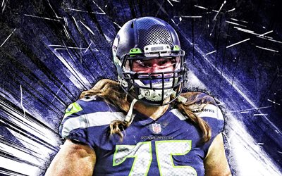 4k, Chad Wheeler, art grunge, Seattle Seahawks, tacle offensif, football am&#233;ricain, NFL, rayons abstraits bleus, Chad Wheeler Seattle Seahawks, Chad Wheeler 4K