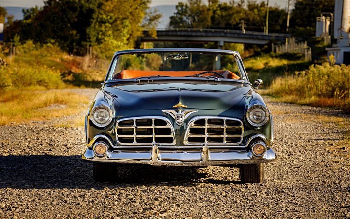 Chrysler Imperial, vista frontal, carros de 1955, carros retr&#244;, carros americanos, 1955 Chrysler Imperial, HDR, Chrysler
