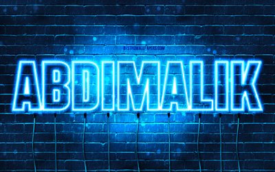 Abdimalik, 4k, wallpapers with names, Abdimalik name, blue neon lights, Happy Birthday Abdimalik, popular arabic male names, picture with Abdimalik name