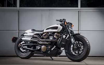 Harley Davidson, 2020, 4k, vue de c&#244;t&#233;, &#224; l&#39;ext&#233;rieur, frais d&#39;&#233;chappement, American motos