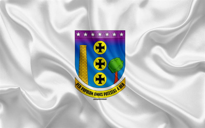 Bandiera di Contagem, 4k, seta, texture, citt&#224; Brasiliana, di seta bianca, bandiera, Contagem di bandiera, stato di Minas Gerais, in Brasile, arte, Contagem