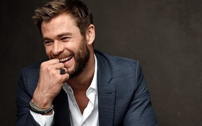 Chris Hemsworth, Hollywood-t&#228;hti, Australialainen n&#228;yttelij&#228;, muotokuva, valokuva ampua, hymy, Thor