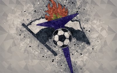 Gaz Metano Media FC, 4k, logo, geometrica, arte, sfondo grigio, rumeno football club, emblema, Liga 1, Medias, Romania, calcio