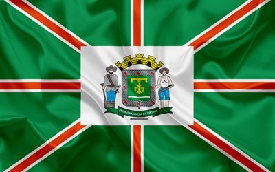 Flag of Goiania, 4k, silk texture, Brazilian city, green silk flag, Goiania flag, Goias, Brazil, art, Goiania
