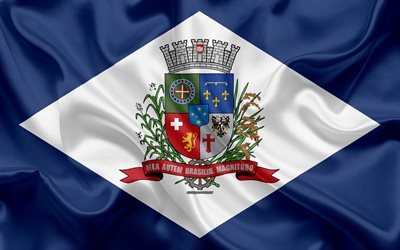 Bandera de Joinville, 4k, de seda, de la textura, de la ciudad Brasile&#241;a, blanco, azul, bandera de seda, Joinville bandera, Santa Catarina, Brasil, arte, Am&#233;rica del Sur, Joinville
