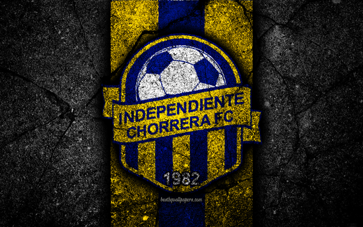 4k, FC Independiente, logo, LPF, futebol, Liga Panamena, pedra preta, clube de futebol, Panam&#225;, Independente, a textura do asfalto, Independente FC