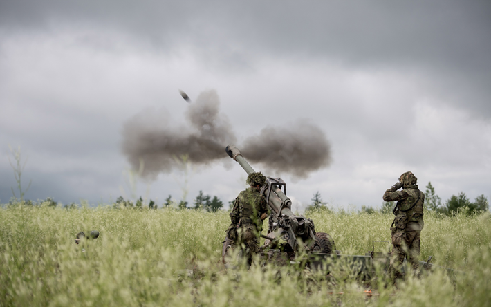 artiglieria a tiro, pistola, esercito, poligono, la Royal Canadian Scuola di Artiglieria, Canada