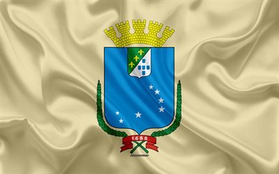 Sao Luis bayrak, 4k, ipek doku, Brezilyalı şehir, sarı ipek bayrak, Sao Luis bayrağı, Maranhao, Brezilya, sanat, G&#252;ney Amerika, Sao Luis