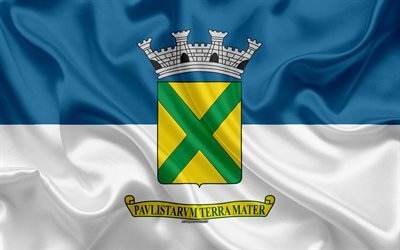 Santo Andre, 4k, ipek doku, Brezilyalı şehir, mavi beyaz ipek bayrak, bayrak Andre, Sao Paulo, Brezilya, sanat Santo bayrak, G&#252;ney Amerika
