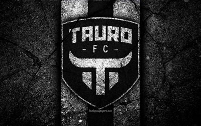4k, FC Tauro, logo, LPF, soccer, Liga Panamena, black stone, football club, Panama, Tauro, asphalt texture, Tauro FC