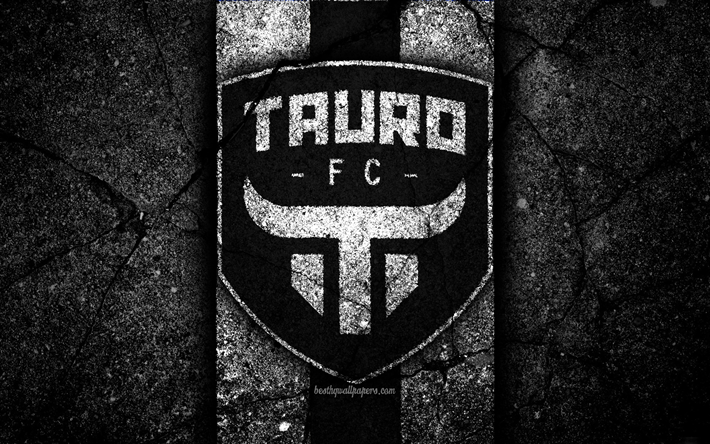 4k, FC Tauro, logotyp, LPF, fotboll, Liga Panamena, svart sten, football club, Panama, Taurus, asfalt konsistens, Tauro FC