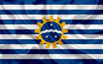 フラグサンホセョン, 4k, シルクの質感, ブラジルの市, 青白絹の旗を, Sao Jose dosカのフラグ, サンホセパウロ, ブラジル, 美術, 南米, Sao Jose dosカ