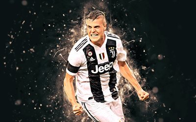 Andrea Favilli, 4k, arte astratta, Juventus, calcio, Serie A, Favilli, calciatori, luci al neon, Juventus FC, creative