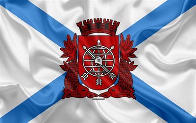 العلم من ريو دي جانيرو, 4k, نسيج الحرير, المدينة البرازيلية, الأزرق الأبيض الحرير العلم, ريو دي جانيرو, البرازيل, الفن, أمريكا الجنوبية
