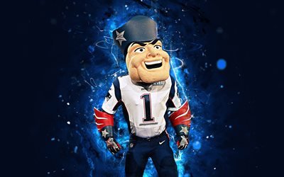 Pat Patriot, 4k, mascotte, New England Patriots, arte astratta, NFL, creativo, USA, la mascotte della National Football League, NFL mascotte, mascotte ufficiale