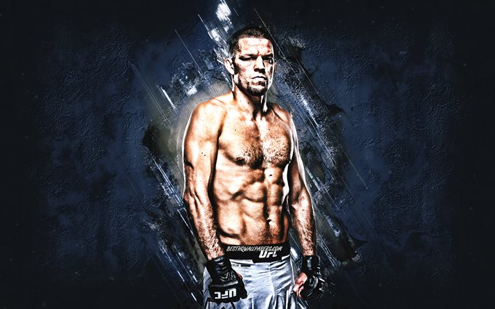 Nate Diaz, UFC, american fighter, MMA, Ultimate Fighting Championship, portrait, blue stone background, Nathan Donald Diaz