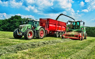 Fendt 939 Vario, Fendt Katana, 4k, 2020 trattori, raccolta di erbe, macchine agricole, HDR, trattore in campo, agricoltura, Fendt