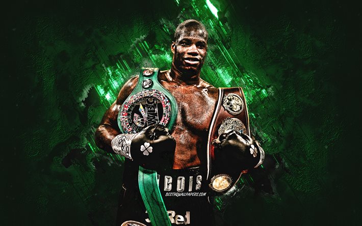 Daniel Dubois, British boxer, portrait, green creative art, Daniel Dubois with titles, Heavyweight, box, Daniel Dubois with belts