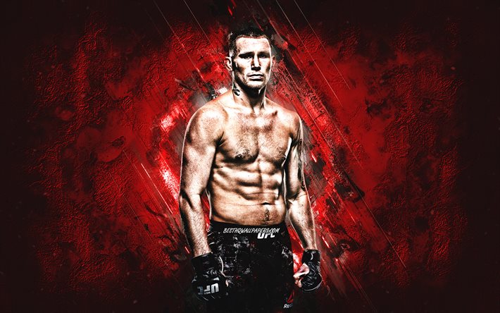 Darren Hasta que, UFC, ingl&#233;s luchador, retrato, rojo de la piedra de fondo, arte creativo, MMA, UFC de peso Welter del Campeonato
