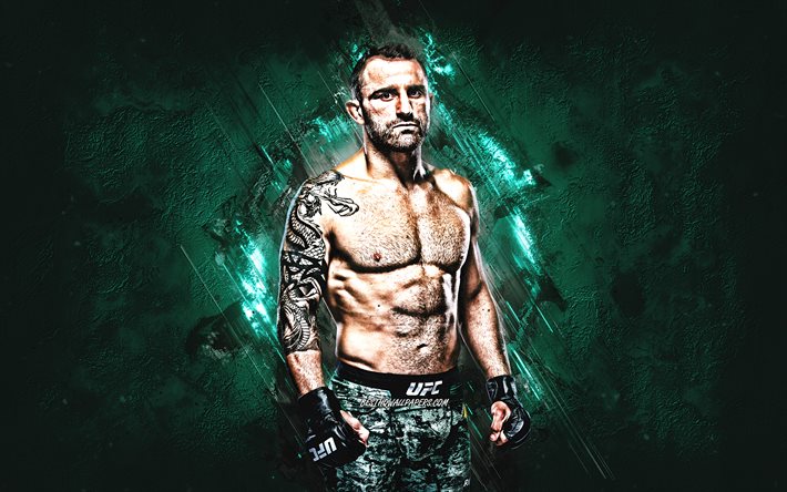 Alexander Volkanovski, UFC, Avustralya D&#246;v&#252;ş&#231;&#252;, MMA, portre, yeşil taş, arka plan, Ultimate Fighting Championship