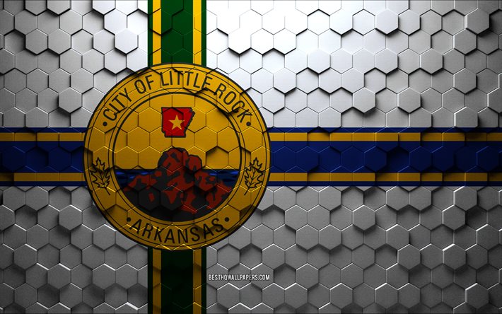 Drapeau de Little Rock, Arkansas, art en nid d’abeille, drapeau hexagonaux Little Rock, Little Rock, art hexagonaux 3D, drapeau Little Rock