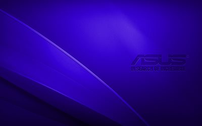 Logotipo azul escuro da Asus, 4K, fundo ondulado azul escuro, logotipo da Asus, arte, Asus
