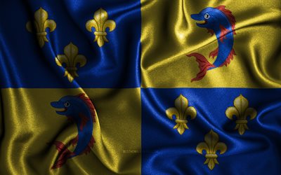 Dauphine bandiera, 4k, seta bandiere ondulate, province francesi, Bandiera del Dauphine, bandiere in tessuto, Giorno del Dauphine, arte 3D, Dauphine, Europa, Province della Francia, Dauphine 3D bandiera, Francia