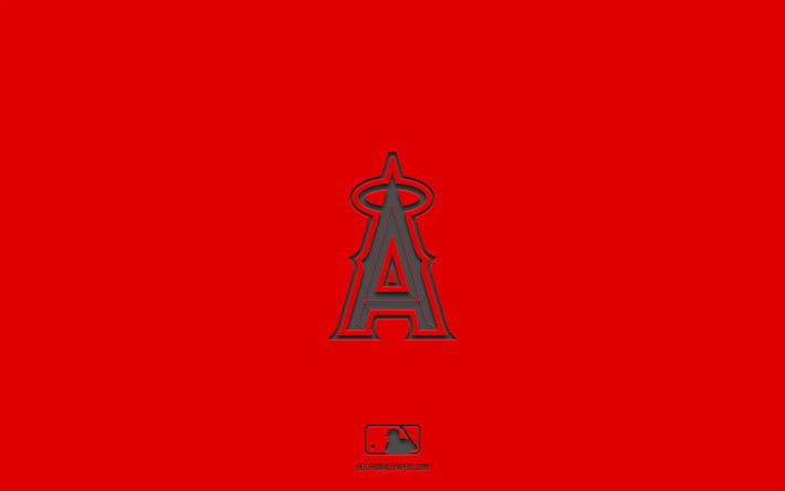 Los Angeles Angels, kırmızı arka plan, Amerikan beyzbol takımı, Los Angeles Angels amblemi, HABERLER, California, ABD, beyzbol, Los Angeles Angels logosu