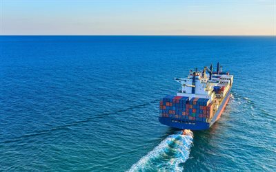 container ship at sea, large ship, cargo ship, sea transport, container ship, seascape