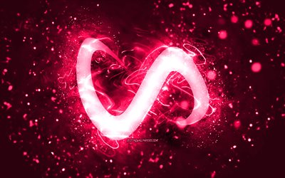 DJ Snake rosa logotyp, 4k, norska DJs, rosa neonljus, kreativ, rosa abstrakt bakgrund, William Sami Etienne Grigahcine, DJ Snake logo, musikstj&#228;rnor, DJ Snake