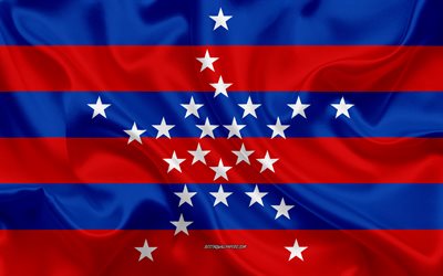 Bandiera del Dipartimento di Magdalena, 4k, texture di seta, Dipartimento di Magdalena, Magdalena, Dipartimento colombiano, bandiera Magdalena, Colombia