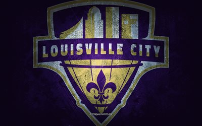 Louisville City FC, &#233;quipe de football am&#233;ricaine, fond violet, logo Louisville City FC, art grunge, USL, football, embl&#232;me Louisville City FC