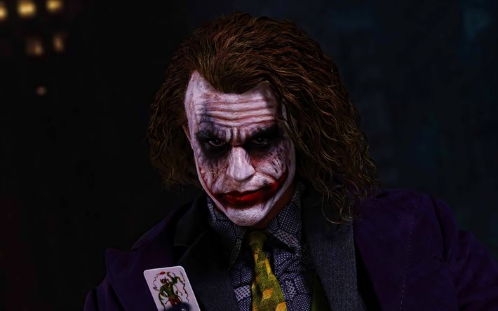 4k, Joker, t&#233;n&#232;bres, fan art, supervillain, arri&#232;re-plans noirs, cr&#233;atif, Joker 4K, joker de dessin anim&#233;