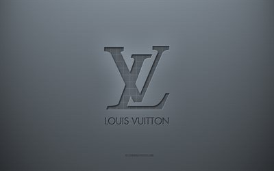 Logo Louis Vuitton, fond cr&#233;atif gris, embl&#232;me Louis Vuitton, texture papier gris, Louis Vuitton, fond gris, logo Louis Vuitton 3d