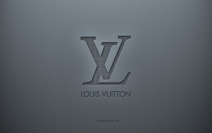 Louis Vuitton logosu, gri yaratıcı arka plan, Louis Vuitton amblemi, gri kağıt dokusu, Louis Vuitton, gri arka plan, Louis Vuitton 3d logo