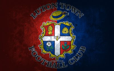 Luton FC, engelsk fotbollslag, bl&#229; bakgrund, Luton FC -logotyp, grungekonst, EFL -m&#228;sterskap, Luton, fotboll, England, Luton FC -emblem