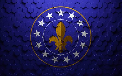 Bandeira de Louisville, Kentucky, arte em favo de mel, bandeira hex&#225;gonos de Louisville, Louisville, arte em hex&#225;gonos 3D, bandeira de Louisville