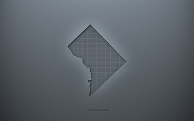 District of Columbia map, gray creative background, District of Columbia, USA, gray paper texture, American states, District of Columbia map silhouette, map of District of Columbia, gray background, District of Columbia 3d map