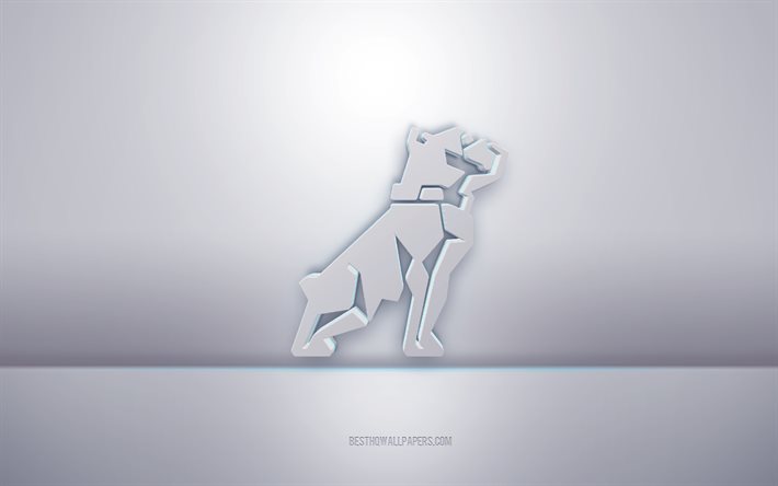 Logo Mack 3d bianco, sfondo grigio, logo Mack, arte 3d creativa, Mack, emblema 3d