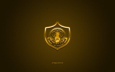 Qatar SC, clube de futebol do Qatar, QSL, logotipo dourado, fundo dourado de fibra de carbono, Qatar Stars League, futebol, Doha, Catar, logotipo do Qatar SC